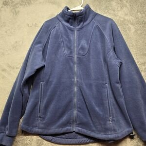 Columbia Jacket Womens‎ L Blue Fleece Full Zip Mock Neck Long Sleeve Pockets